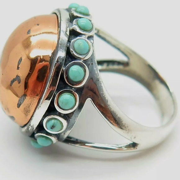 Vintage Studio Barse Copper & Turquoise Dome Ring - Picture 2 of 4
